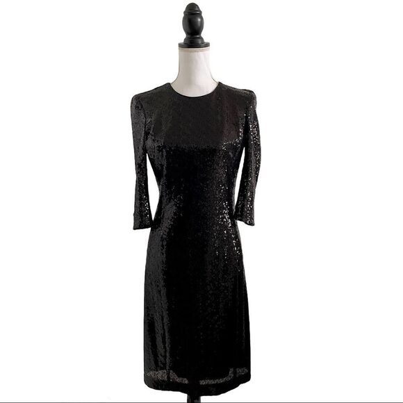 Eva Mendes Collection for New York & Company Black Sequin Sheath Dress Sz Small - Picture 2 of 7